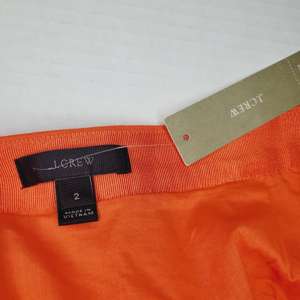 J.Crew 100% Linen Skirt Orange Size 2 Short Ruffles Flowy Tropical Zipper Resort - Picture 3 of 11